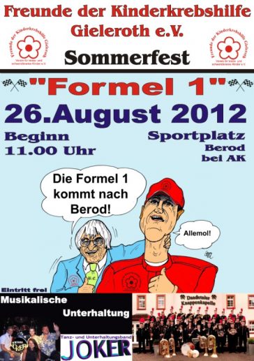 Plakat: Sommerfest 2012 der Kinderkrebshilfe Gieleroth e.V.